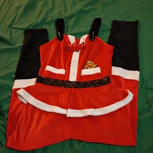 Elegant Red and Black Jumpsuit with Bear Accent